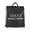 Gucci Logo Drawstring Backpack In Black