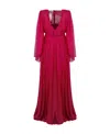 Gucci Chiffon Ruffled Pleated Maxi Dress In Red