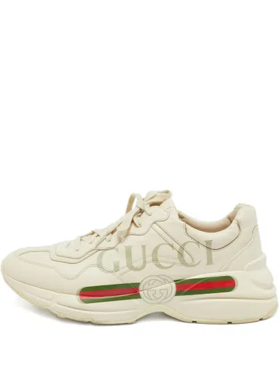 Pre-owned Gucci Logo-embellished Leather Sneakers