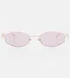Gucci Logo Embellished Oval Sunglasses In Gold