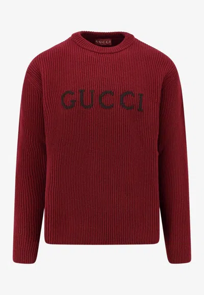 GUCCI LOGO EMBOSSED CREWNECK SWEATER