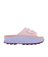 Gucci Logo-embossed Flatform Slides In Blue