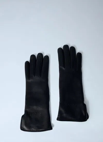 Gucci Logo Embossed Gloves In Black
