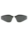 Gucci Logo-embossed Shield-frame Sunglasses In Black