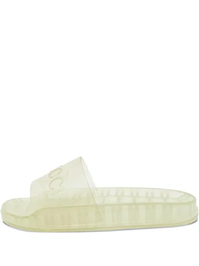Pre-owned Gucci Logo-embossed Slides In White