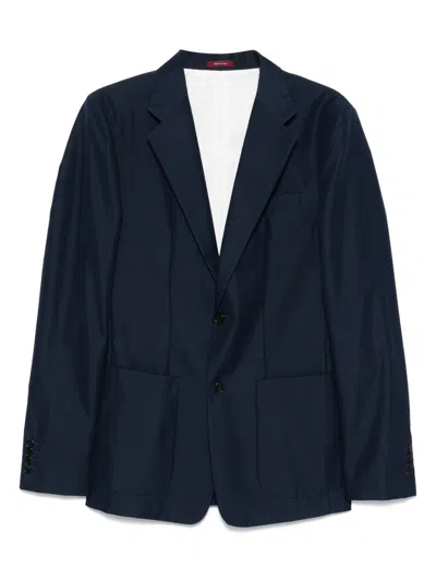 Gucci Logo-embossed Twill Blazer In Blue