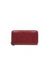 Gucci Script Logo Leather Zip Around Wallet In Red