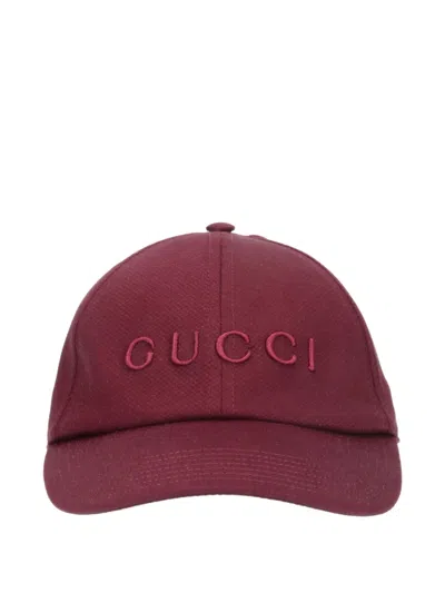 Gucci Logo-embroidered Baseball Cap In Burgundy