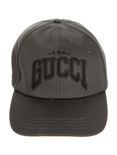 Pre-owned Gucci Logo Embroidered Baseball Cap In Grey