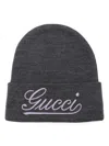 Gucci Wool Beanie With Front Embroidered Logo In Pastel Purple In 1472 Lead Pink