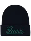Gucci Dark Blue Wool Beanie Hat In Blau