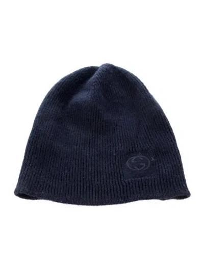 Pre-owned Gucci Logo Embroidered Beanie In Blue
