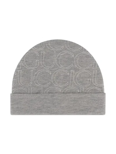 Gucci Kids' Logo-embroidered Beanie In Gray