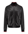 Gucci Black Bomber Jacket With Front Logo In Nappa Leather And Mesh Man In Black