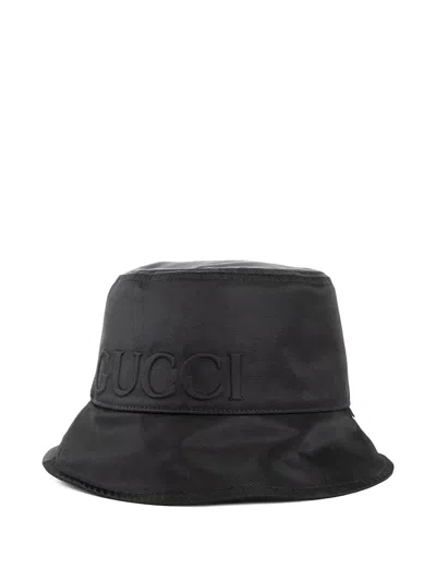 Gucci Logo-embroidered Bucket Hat In Black