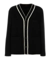 Gucci Wool Blend Cardigan With Contrast Trim And Front Pockets In Black