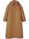 Gucci Logo Embroidered Hooded Coat In Brown