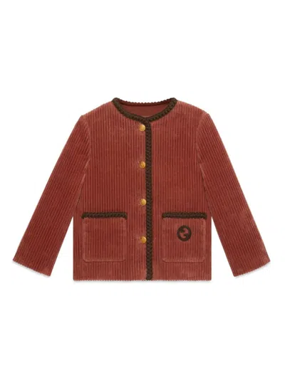 Gucci Kids' Giacca In Velluto In Brown