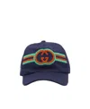 Gucci Logo-embroidered Cotton Cap In Blue