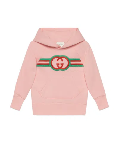 Gucci Logo-embroidered Cotton Hoodie In Pink