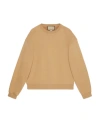 Gucci Camel-coloured Cotton Sweatshirt With Web Ribbon In Nude