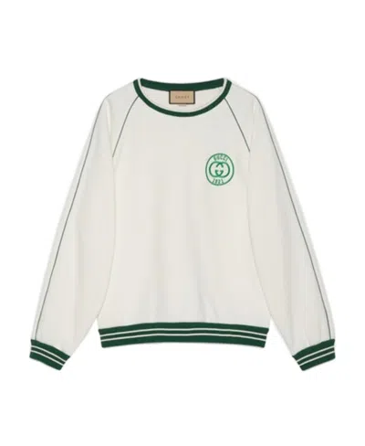 Gucci Logo-embroidered Cotton Sweatshirt In White