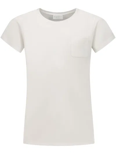Gucci Kids' Logo-embroidered Cotton T-shirt In Weiss