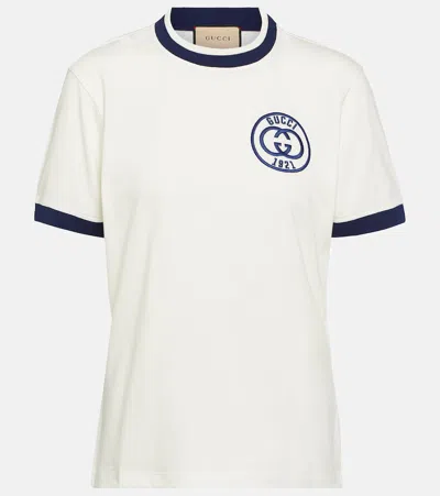 Gucci Cotton Jersey T-shirt W/ Embroidery In White