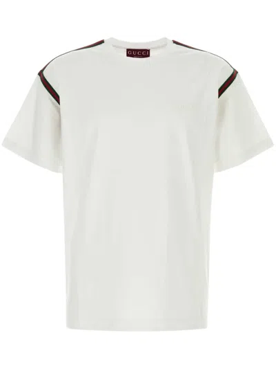 Gucci Logo-embroidered Cotton T-shirt In White