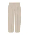 Gucci Logo-embroidered Cotton Tailored Trousers In Nude