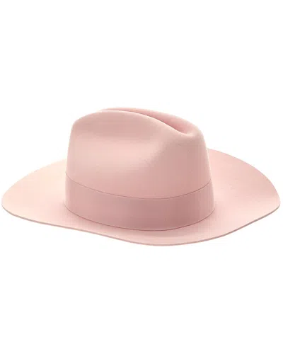 Gucci Logo Embroidered Fedora Hat In Pink