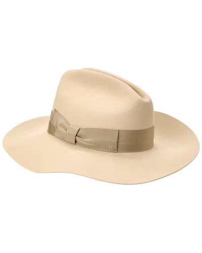 Gucci Logo Embroidered Fedora Hat In White