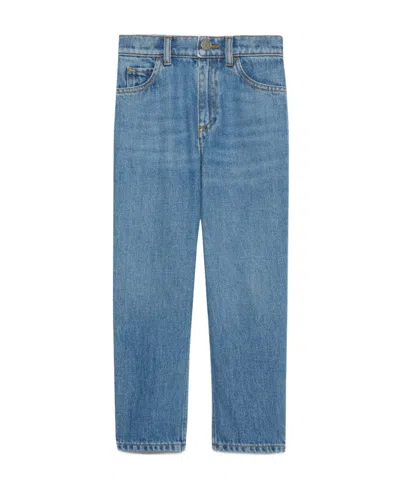 Gucci Logo Embroidered Jeans In Blue