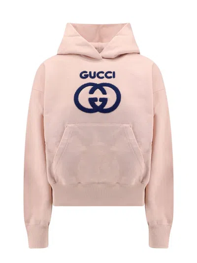 GUCCI GUCCI LOGO EMBROIDERED JERSEY HOODIE