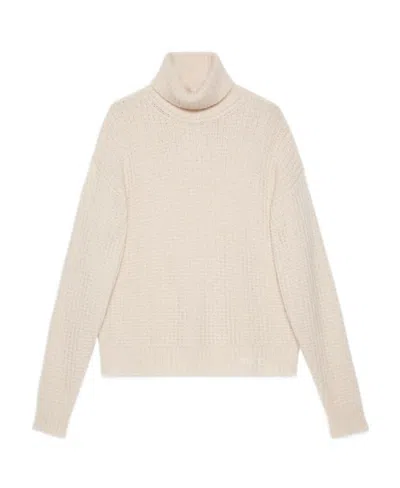 Gucci Logo-embroidered Knitted Roll-neck Jumper In Nude