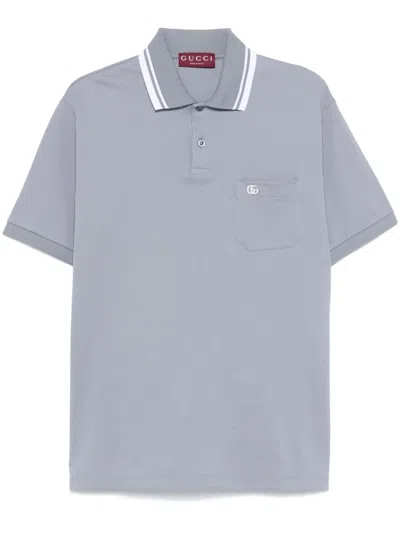 Gucci Logo-embroidered Polo Shirt In Blue