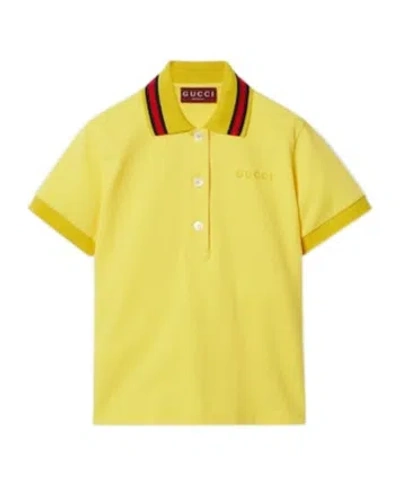 Gucci Logo-embroidered Polo Shirt In Yellow