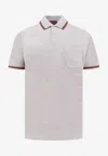 Gucci Grey Polo Shirt With Web Details And Logo Lettering On The Front In Wool Blend Man In Neutral