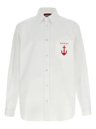 GUCCI LOGO-EMBROIDERED POPLIN SHIRT