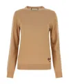 Gucci Logo Embroidered Roundneck Knit Sweater In Brown