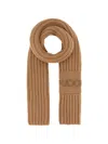 Gucci Wool Blend Scarf Rectangular Ribbed Knit In Brown