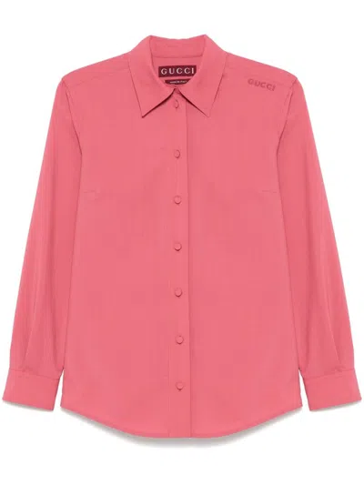 Gucci Logo-embroidered Shirt In Pink