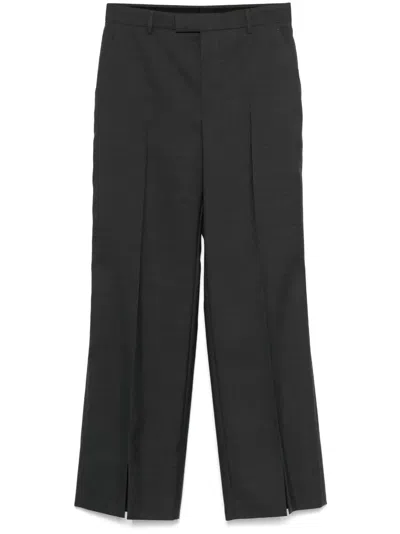 Gucci Logo-embroidered Straight-leg Trousers In Grey