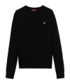 Gucci Black Crewneck Sweater With Gg Logo Embroidered On The Front In Wool And Cashmere Blend Man In Black