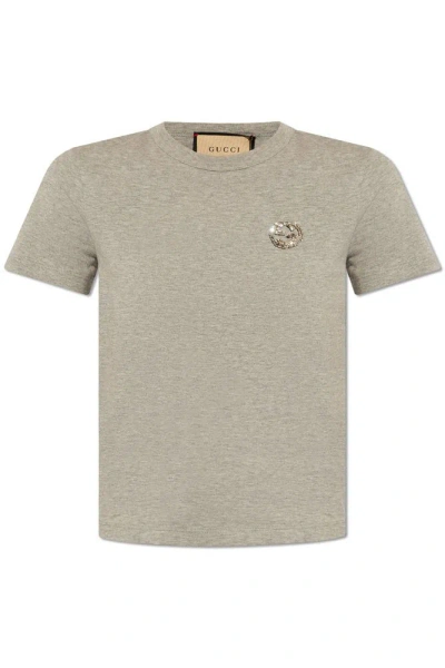 Gucci Logo Embroidered T In Grey