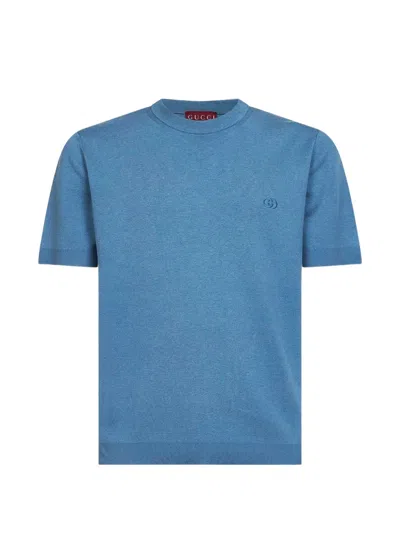 Gucci Fay Regular Fit Shirt In Stretch Poplin In Blue