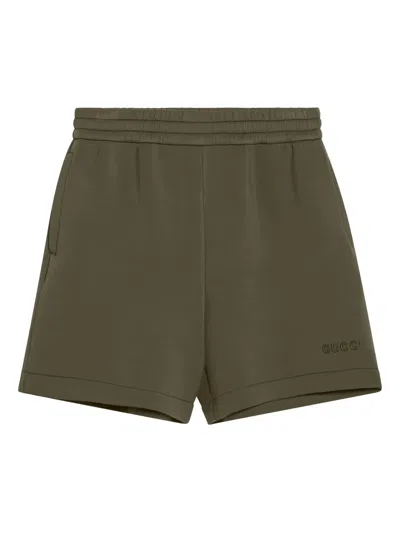 Gucci Logo-embroidered Track Shorts In Green