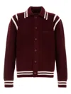 Gucci Wool Cardigan With Front Pockets And Ribbed Texture In Red