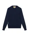 Gucci Men's Crew-neck Wool Sweater In Blue