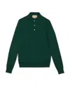 Gucci Logo-embroidered Wool Polo Shirt In Black